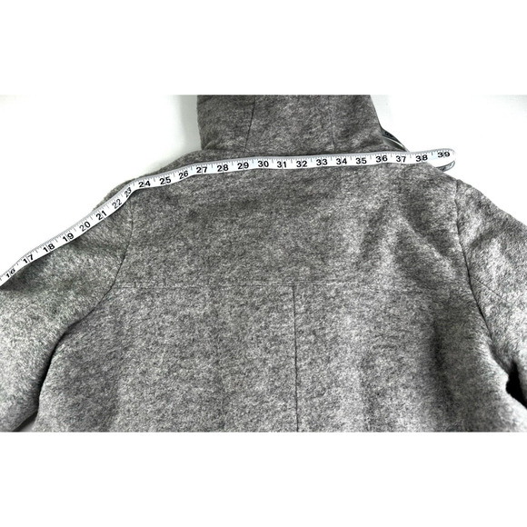 Zara Trafaluc Outerwear Women's Gray Hooded Wool Blend Coat Faux Fur Trim Size L - Picture 10 of 16